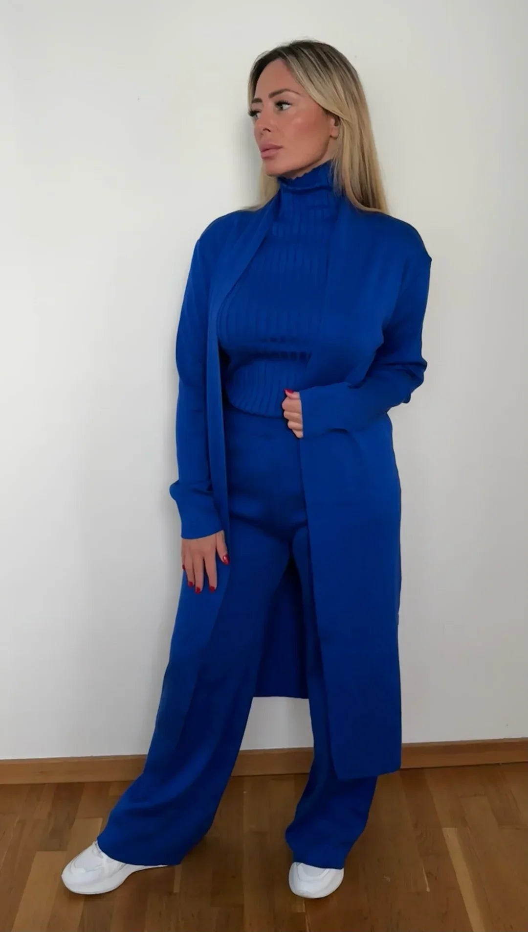 WW | Damen Luxus 3 Teiliges Strick Co Ord Satz Weich & Dehnbar