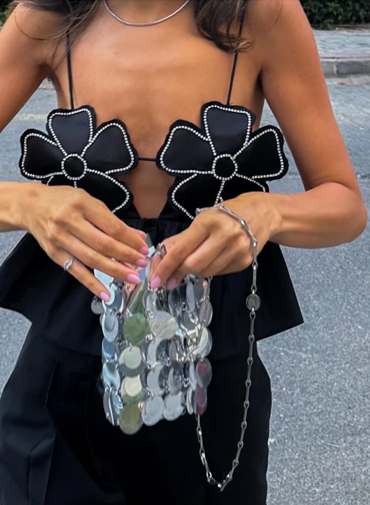 W&W Mode | Strassverziertes Crop-Top Für Frauen