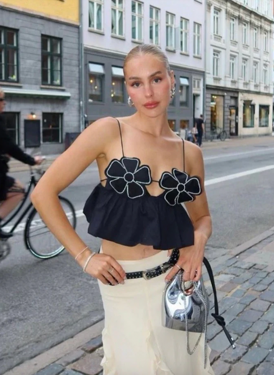 WW | Strassverziertes Crop-Top Für Frauen