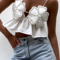 WW | Strassverziertes Crop-Top Für Frauen
