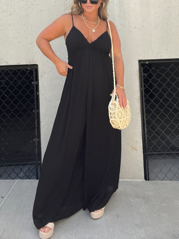 WW | Jumpsuit mit V-Ausschnitt und Breiten Trägern