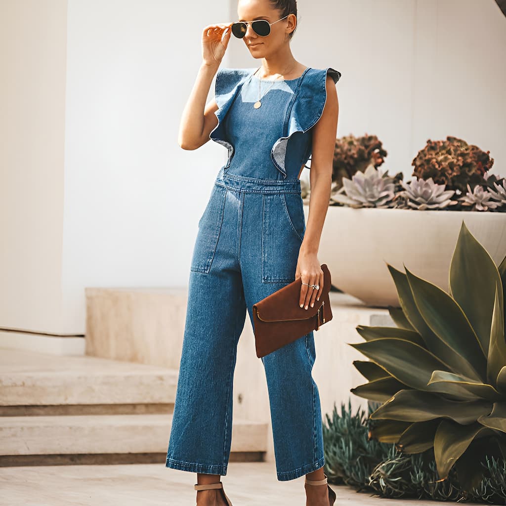 DenimDynasty™ - Denim-Overall mit offenem Rücken