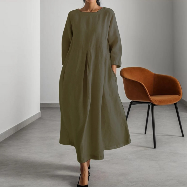 W&W Mode | Schlichtes Leinenkleid mit Rundhalsausschnitt