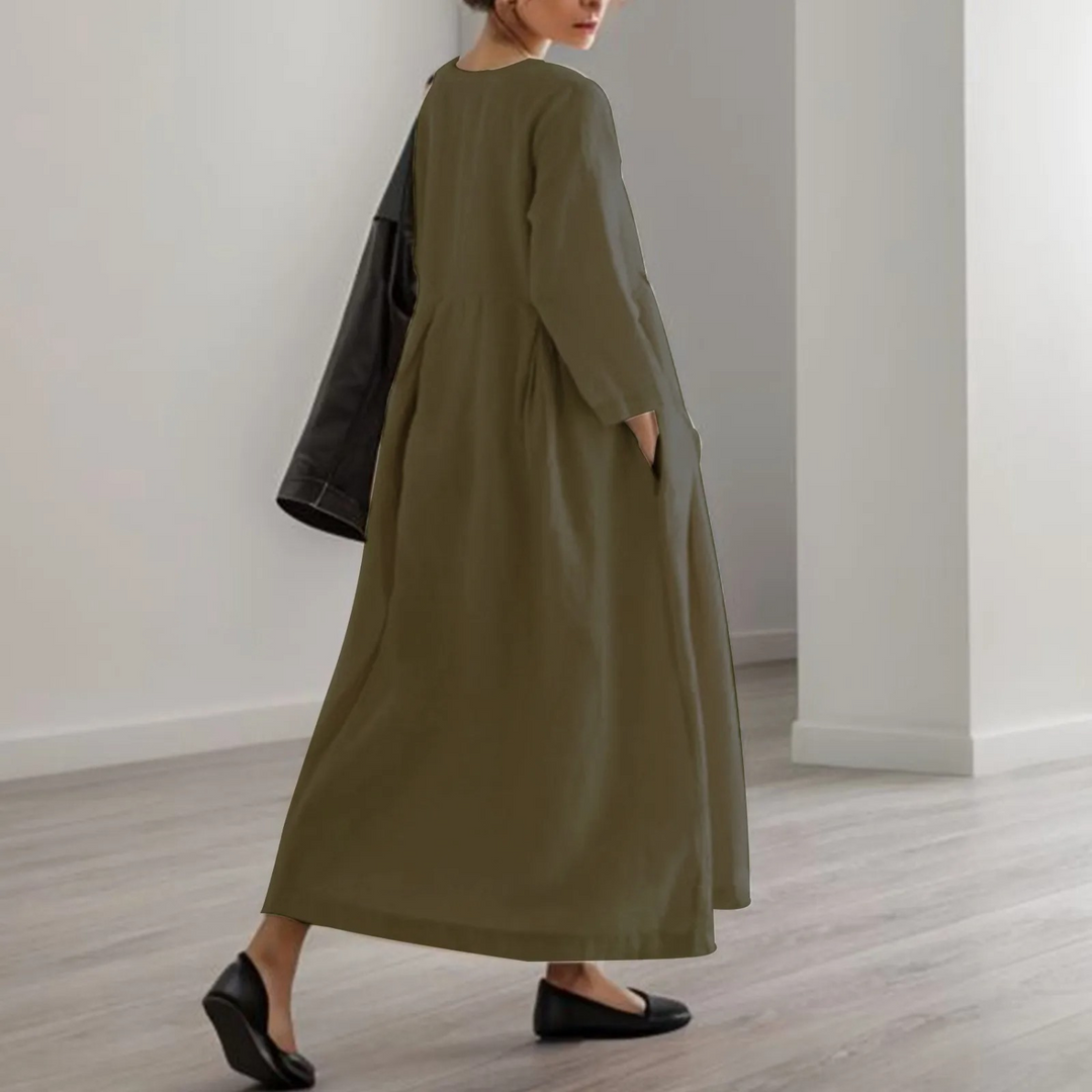 W&W Mode | Schlichtes Leinenkleid mit Rundhalsausschnitt