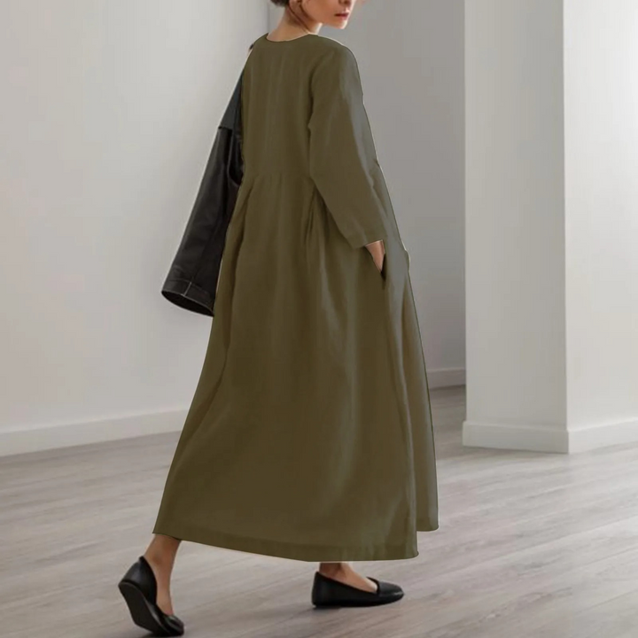 W&W Mode | Schlichtes Leinenkleid mit Rundhalsausschnitt