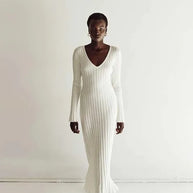 Jean™ - Schickes Midikleid mit geripptem V-Ausschnitt