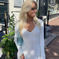 Jean™ - Schickes Midikleid mit geripptem V-Ausschnitt