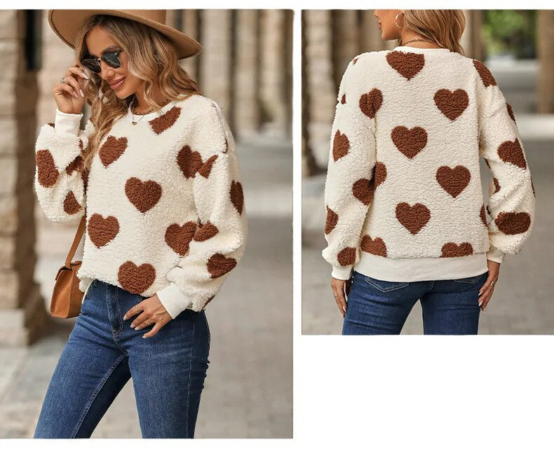WW | Lässiger Winterpullover mit Herzen für Damen