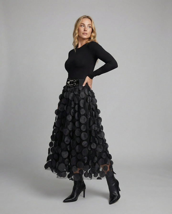 Damen Rock aus Tüll & Polka-Dot-Material mit Patchwork-Design & Schickem Look | W&W Mode