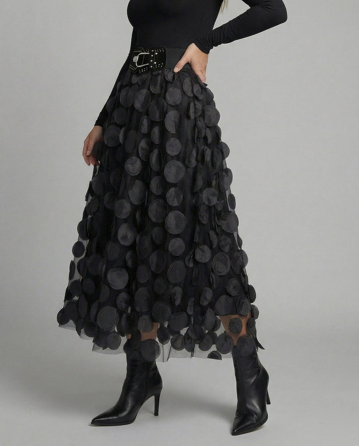 Damen Rock aus Tüll & Polka-Dot-Material mit Patchwork-Design & Schickem Look | W&W Mode