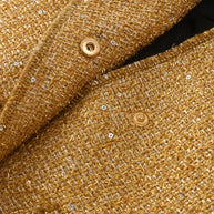 WW - Damen Locker geschnittene Pailletten Gold Bomberjacke mit Stehkragen