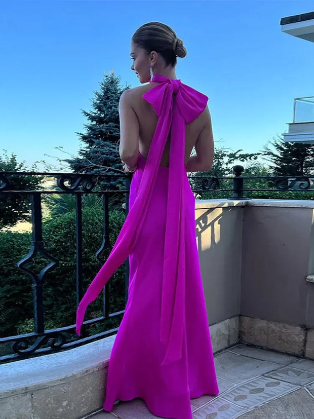 WW | Rücken Schleife Schnürung Rückenfrei Ärmellos Kleid