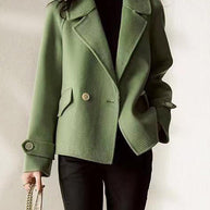 WW | Weinrot Peter Pan Kragen Knopf Patchwork Wollmäntel