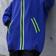 WW | Kapuzenzipper-Tunika-Muster blau dick Kleider Mäntel