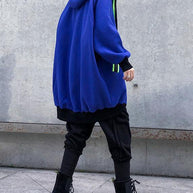 WW | Kapuzenzipper-Tunika-Muster blau dick Kleider Mäntel