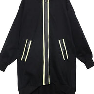 WW | Kapuzenzipper-Tunika-Muster blau dick Kleider Mäntel