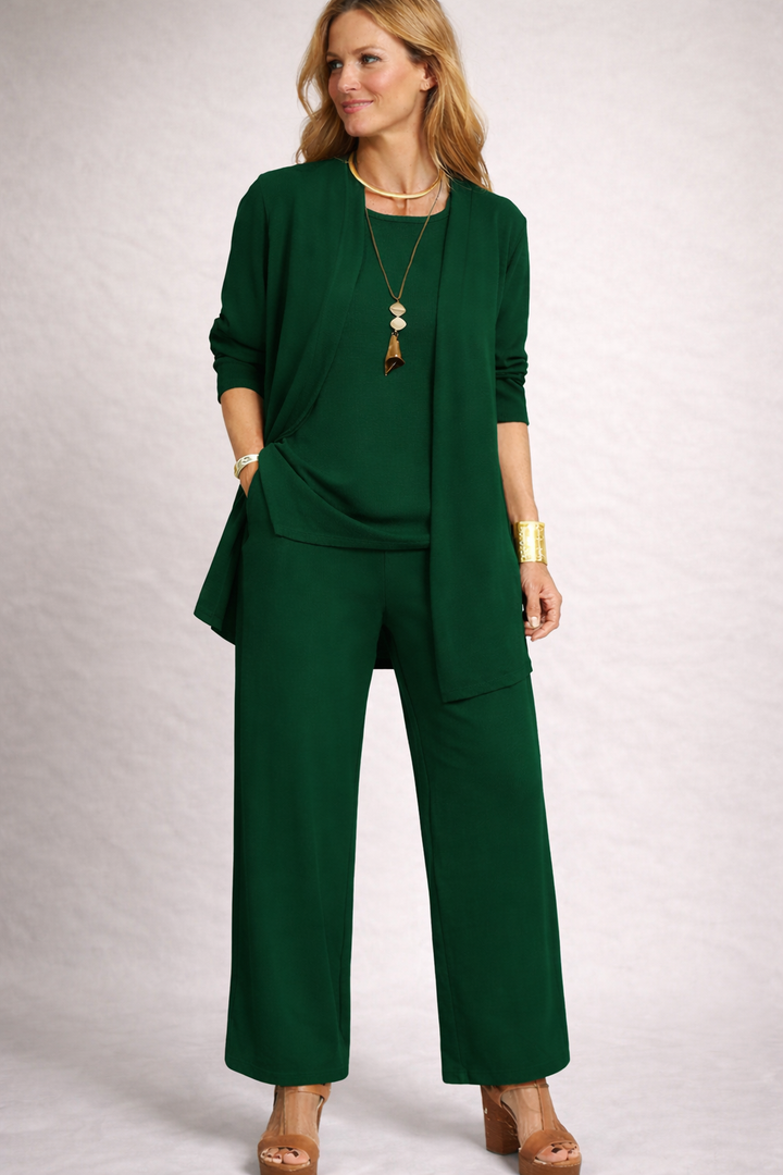 W&W Mode | Damen 3-Teiliges Set mit Cardigan und Weiter Hose