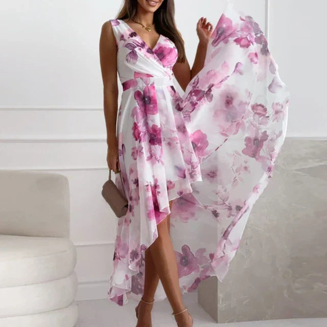 W&W Mode | Elegantes Maxikleid Mit Blumenmuster Und V-ausschnitt