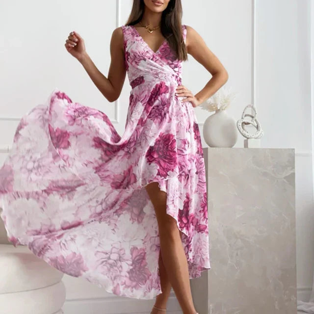 W&W Mode | Elegantes Maxikleid Mit Blumenmuster Und V-ausschnitt