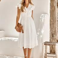 WW | Elegantes Midi Kleid Mit V-ausschnitt