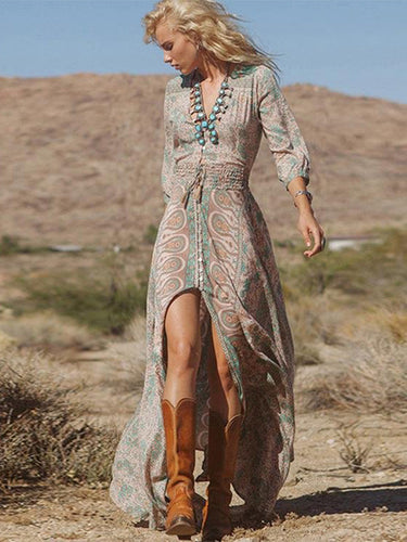 W&W Mode | Lange Chiffonkleid mit Rüschen