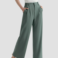 WW | Elegante Damen Stoffhose mit weitem Bein und hoher Taille