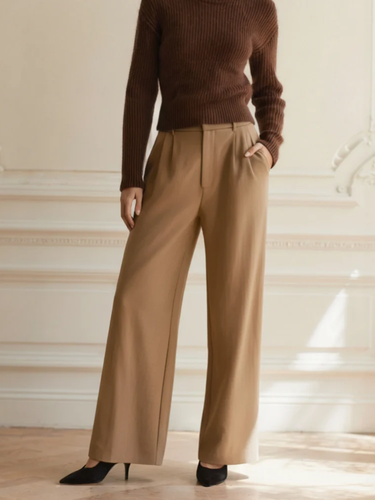 WW | Elegante Damen Stoffhose mit weitem Bein und hoher Taille