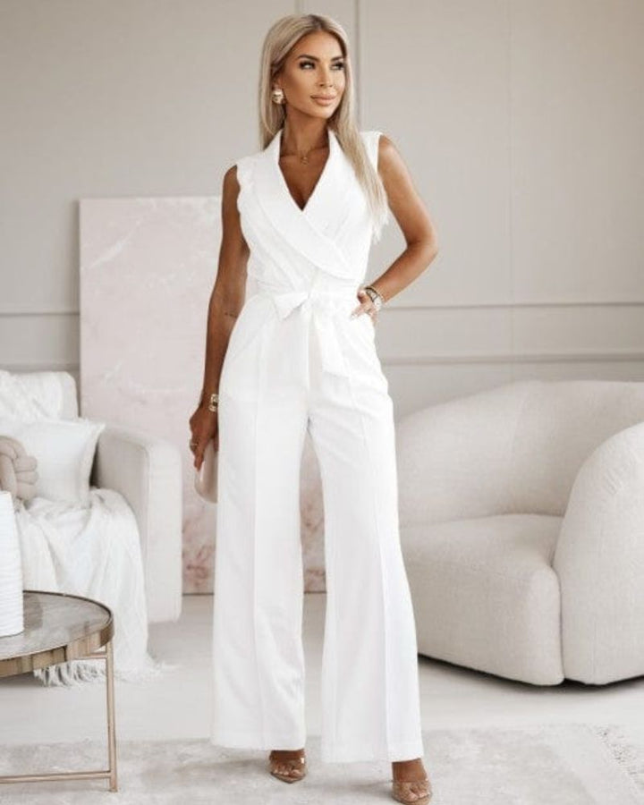 W&W Mode | Jumpsuit ärmellos V Ausschnitt weit geschnittener Jumpsuit Damenbekleidung