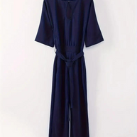 WW | Jumpsuit Weite Beinform Taillengürtel Dreiviertelärmel Elegante Passform