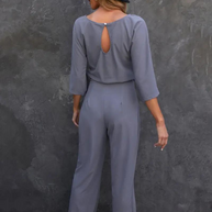 WW | Jumpsuit Weite Beinform Taillengürtel Dreiviertelärmel Elegante Passform