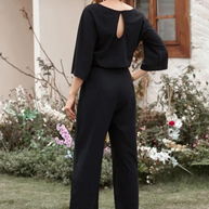 WW | Jumpsuit Weite Beinform Taillengürtel Dreiviertelärmel Elegante Passform