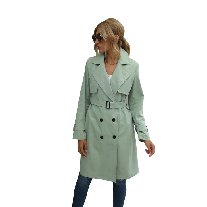 W&W Mode | Damen Midi Trenchcoat Jacke einfarbig mit zweireihigem Knopfsystem