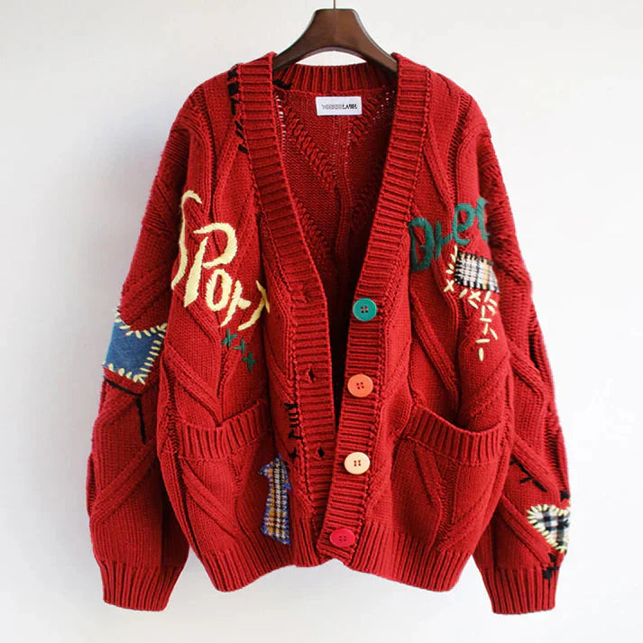 WW | Strickjacke Mit Patchwork Details