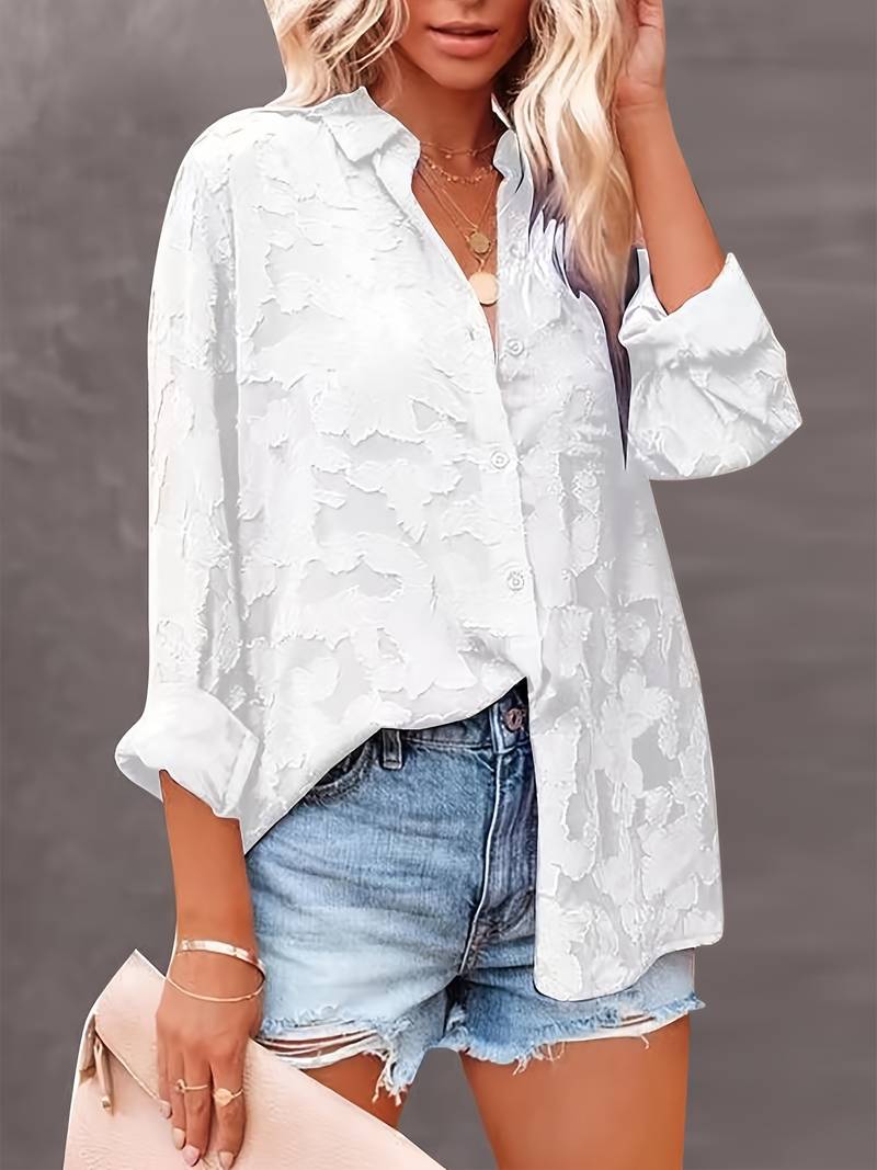 WW | Elegantes Hemd mit Knöpfen aus Jacquard-Webart