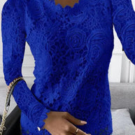 WW | Elegante Bluse mit Langen Ärmeln und Spitze für Damen