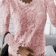 WW | Elegante Bluse mit Langen Ärmeln und Spitze für Damen