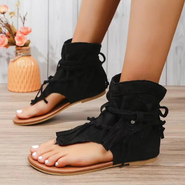 W&W Mode | Retro Vintage Wildleder Frauen Sandalen