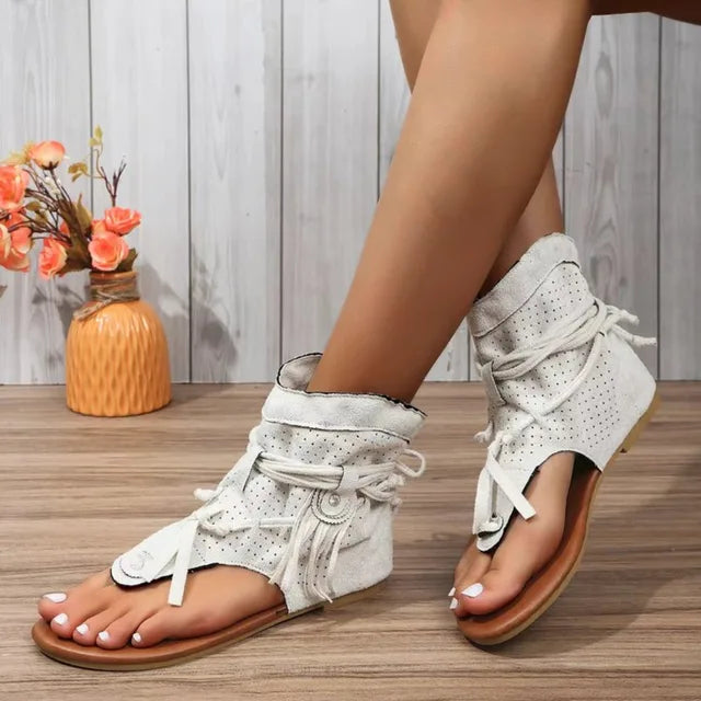 W&W Mode | Retro Vintage Wildleder Frauen Sandalen