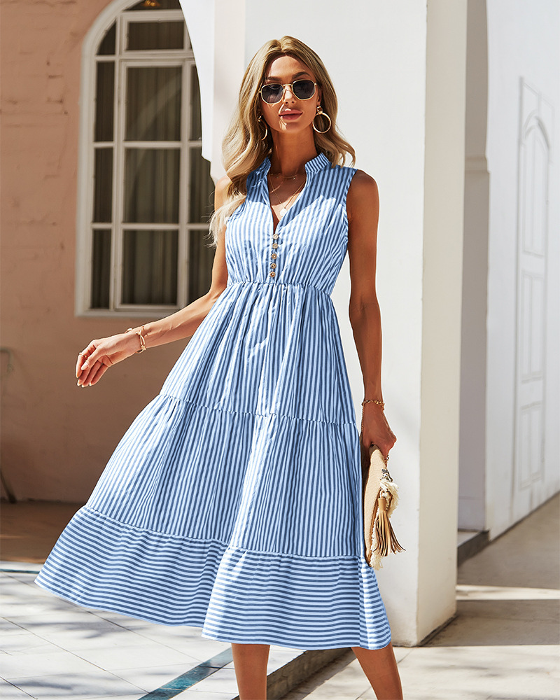 W&W Mode | Gestreiftes Midikleid für Damen