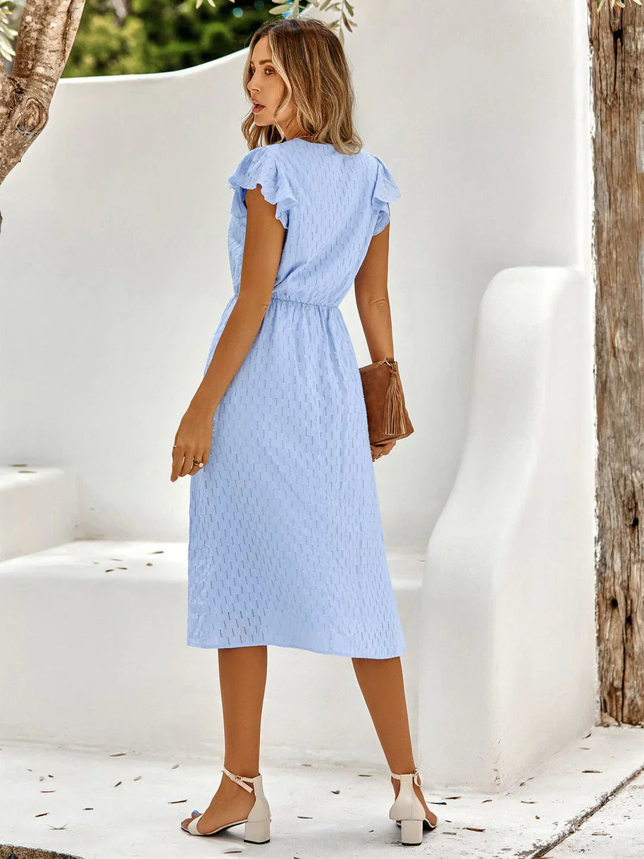WW | Elegantes Baumwollkleid mit Flatternden Ärmel