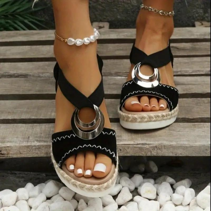 W&W Mode | Sandalen, Plateau, elastischer Riemen, Keilsandalen, Schuhe für den Sommer