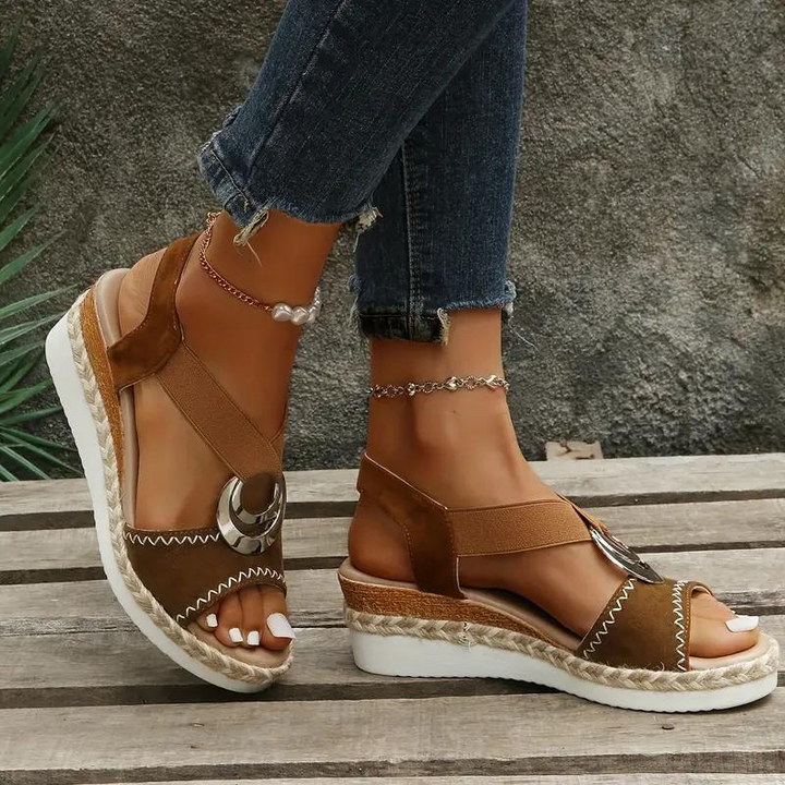 W&W Mode | Sandalen, Plateau, elastischer Riemen, Keilsandalen, Schuhe für den Sommer