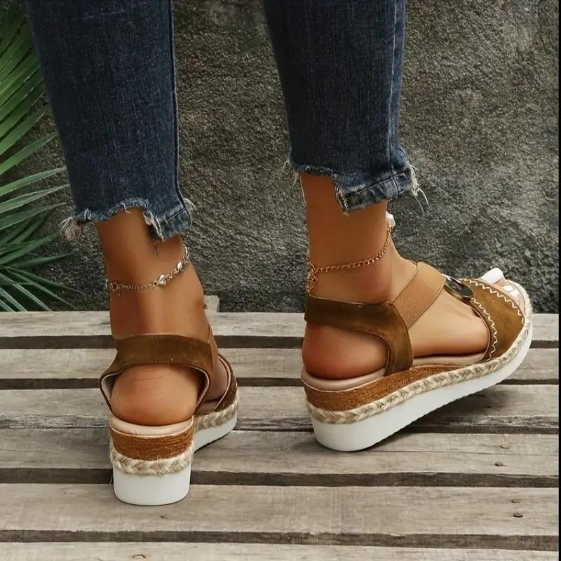 WW | Sandalen, Plateau, elastischer Riemen, Keilsandalen, Schuhe für den Sommer