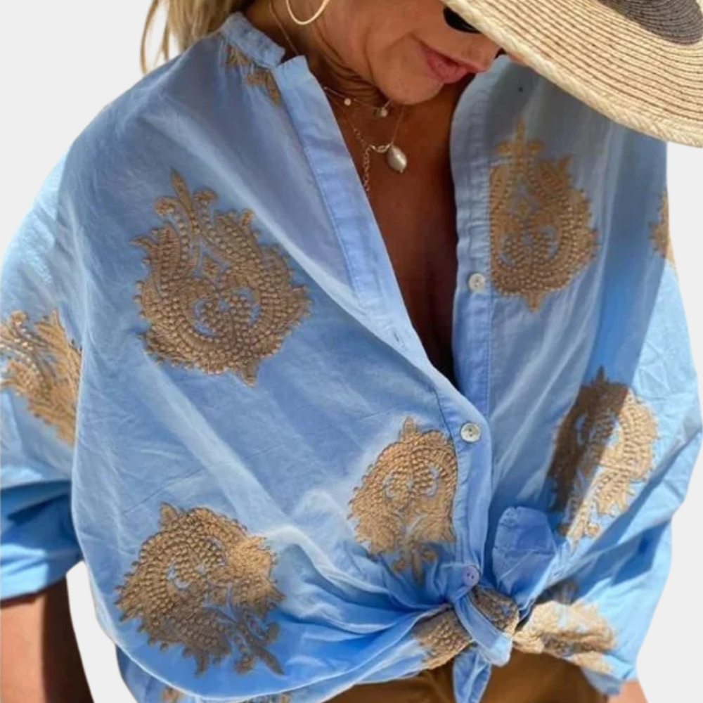 W&W Mode | Gestickte Boho Chic Baumwollbluse für Damen