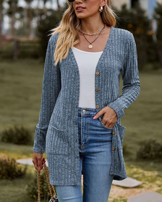 W&W Mode - Langärmlige Damen-Strickjacke