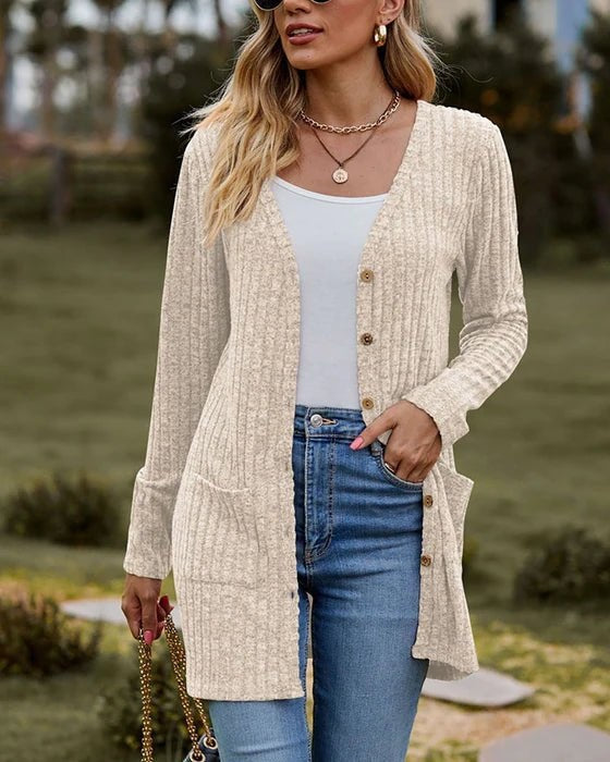W&W Mode - Langärmlige Damen-Strickjacke