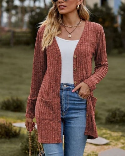 W&W Mode - Langärmlige Damen-Strickjacke