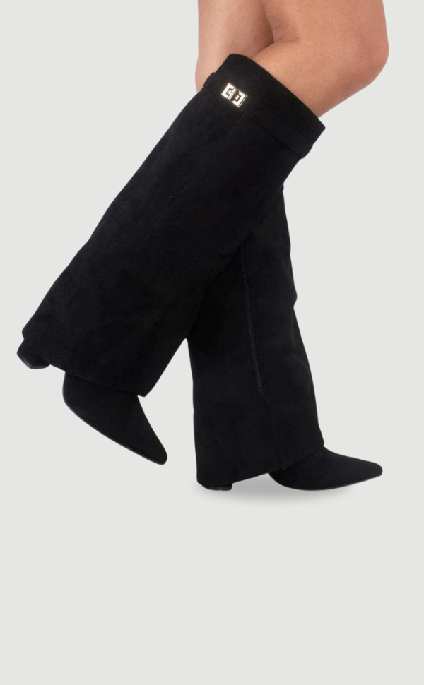 W&W Mode | Elegante Damenstiefel Aus Hochwertigem Suede Mit Goldenen Akzenten