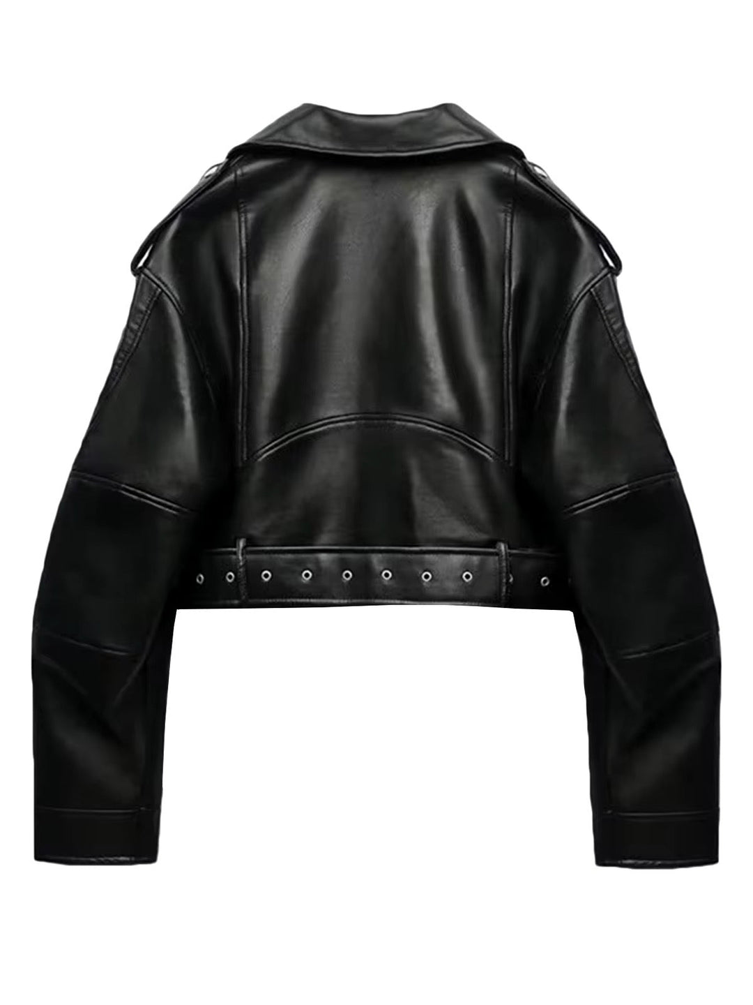 W&W Mode | Gekürzte Bikerjacke Aus Kunstleder Mit Gürtel