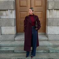 WW | Eleganter Burgunderfarbener Langer Mantel